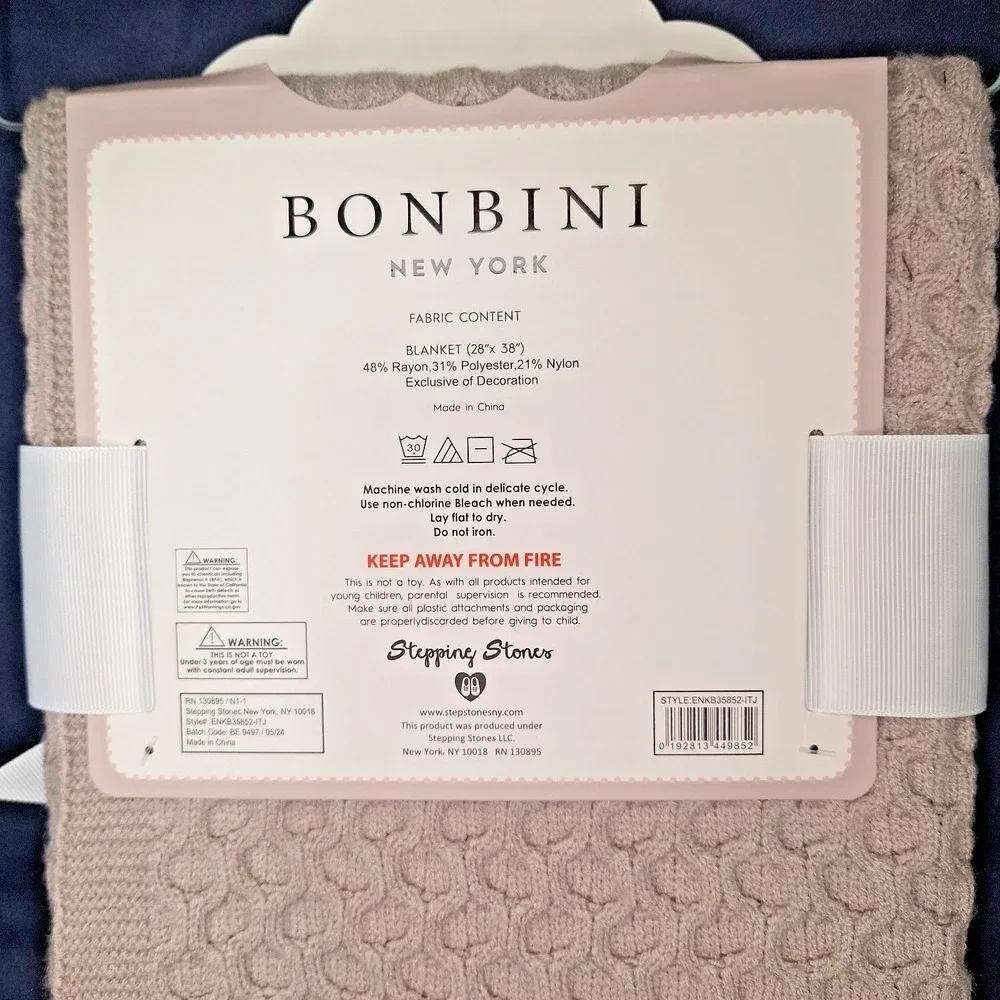 Bonbini New York Knitted Baby Blanket Beige Tan Soft 28